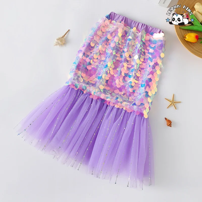LEZONKIDS - Girls' skirt Mermaid sequin skirt Princess  fishtail skirt bodice dress